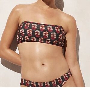 NWT J Crew Ruched bandeau bikini top in blockprint